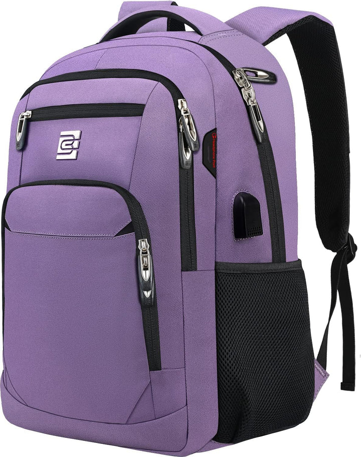 Modern unisex laptop backpack, anti-theft features, slim profile, & convenient USB charging.