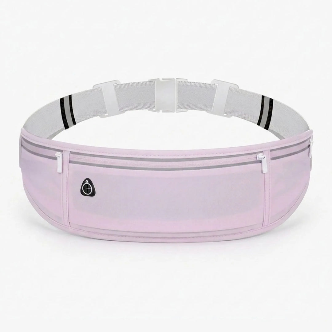 Slim running belt securely holding a smartphone. Perfect phone holder fanny pack for active unisex users.