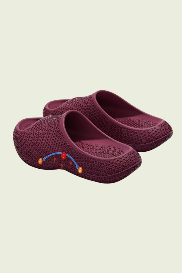Cushioned non-slip indoor slippers with superior arch support, ideal for lightweight, casual wear.