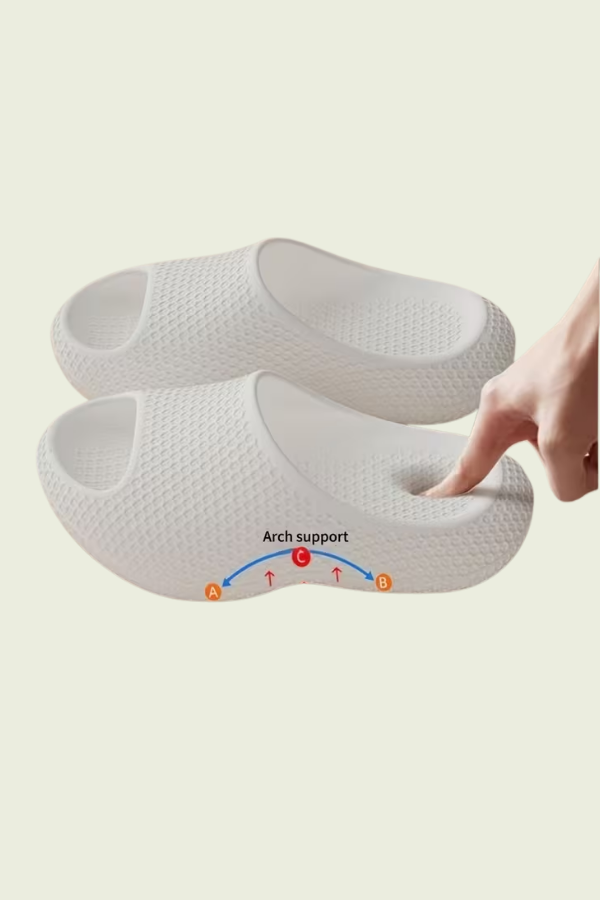 Foot comfort arch support slippers, unisex design with cushioned, non-slip sole for home use.