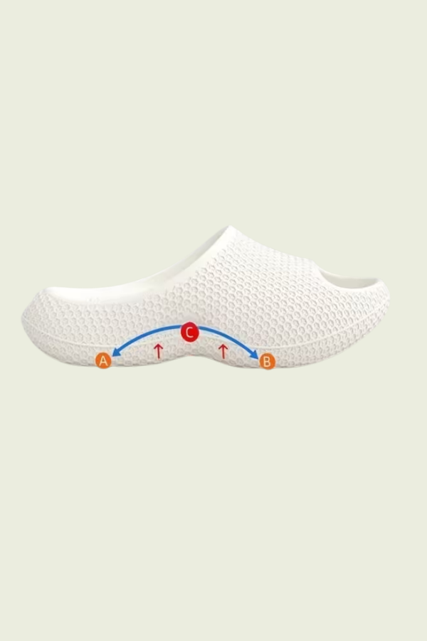 Stylish slip-on arch support slippers for men & women, providing cushioned foot comfort & non-slip safety.