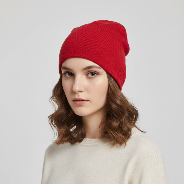 Unisex autumn beanie. Stylish headwear for a comfortable, warm feel in cooler temperatures.