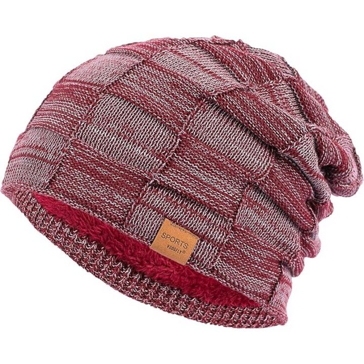Cozy unisex slouchy beanie, essential warm knit cap for chilly outdoor winter activities.