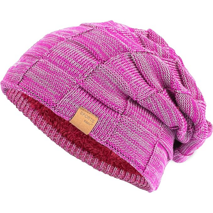 Warm and stylish unisex slouchy beanie. Soft knit cap perfect for winter cold weather fashion.