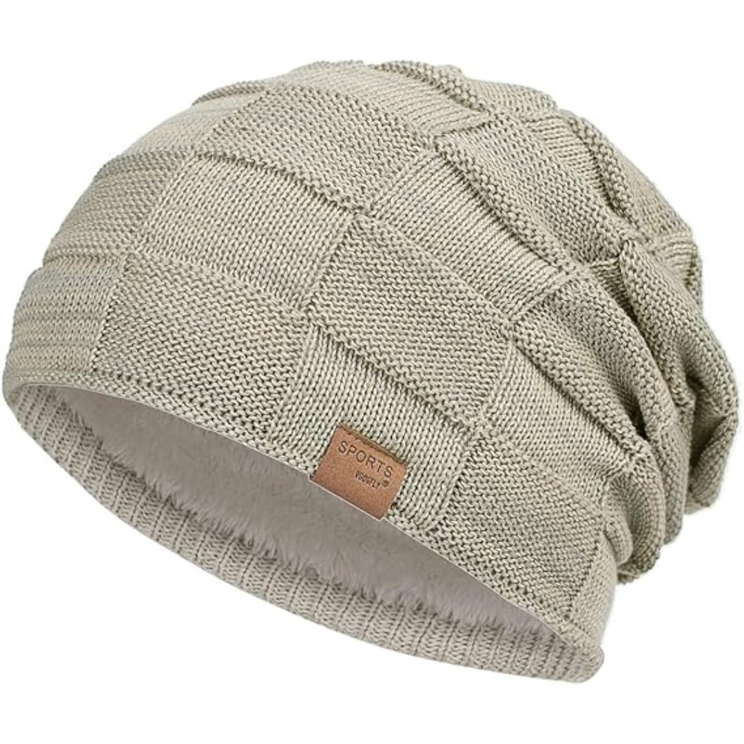 Comfortable unisex knit slouchy beanie, a cozy winter hat and essential cold weather accessory.