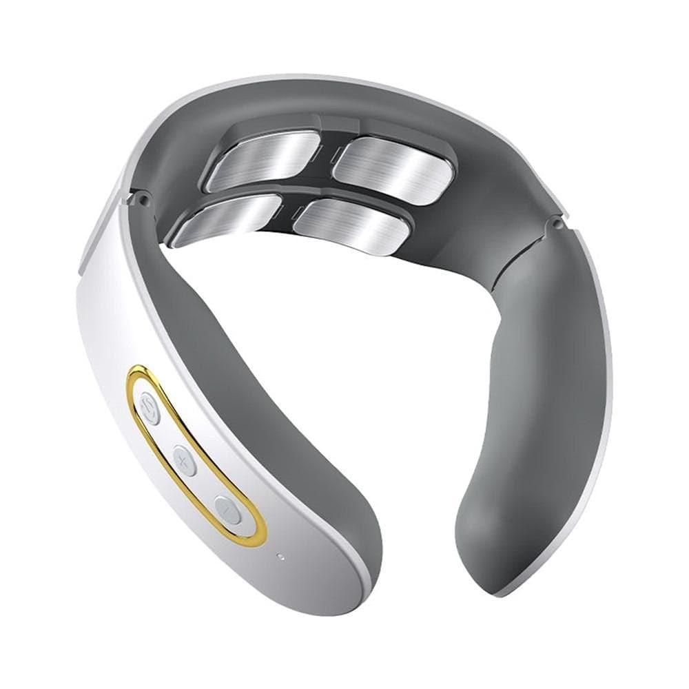 Unisex Smart 4D Neck & Shoulder Massager with heat relief for muscle tension. Portable & USB rechargeable.