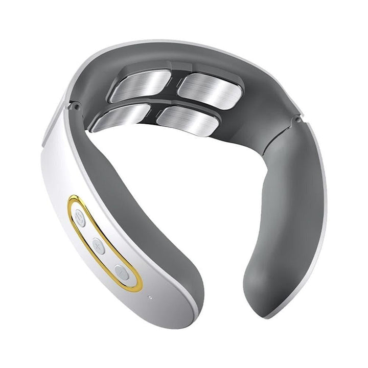 Unisex Smart 4D Neck & Shoulder Massager with heat relief for muscle tension. Portable & USB rechargeable.