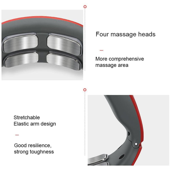 USB rechargeable smart neck massager providing effective heat therapy for pain & shoulder relief.