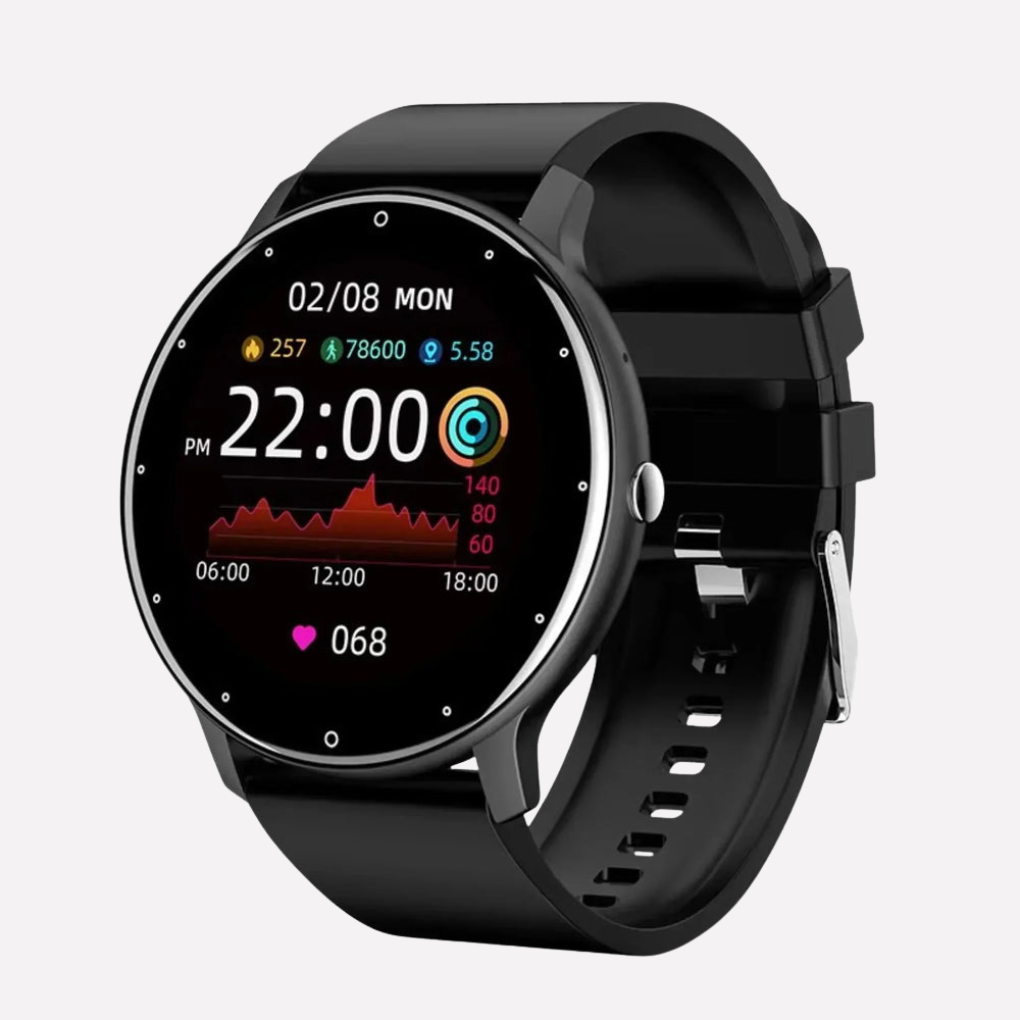 Unisex smart fitness watch with heart rate & blood oxygen monitor, activity tracker for daily health.