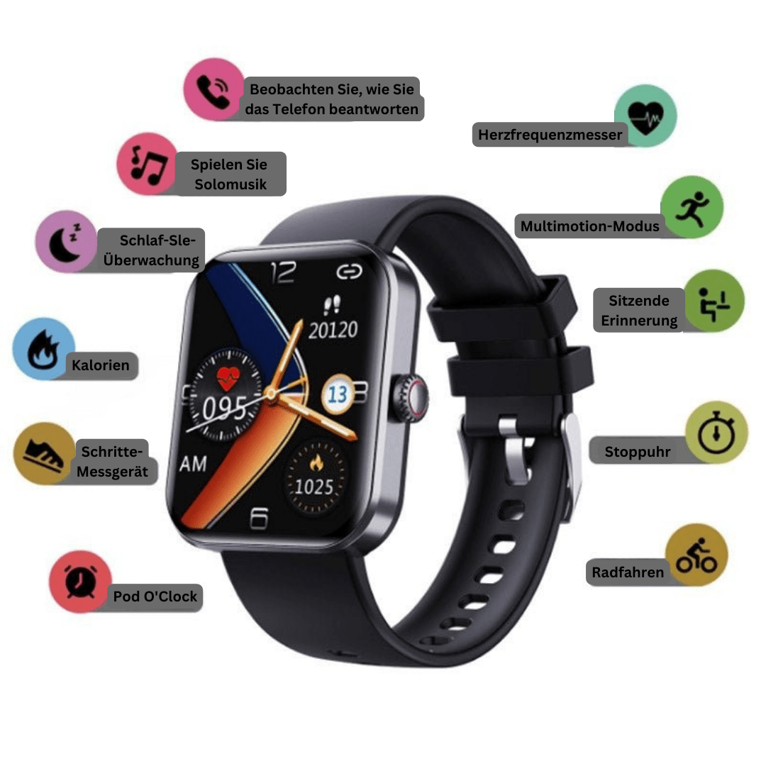 Daily health monitoring smartwatch, unisex. Includes non-invasive glucose, heart rate & sleep analysis.