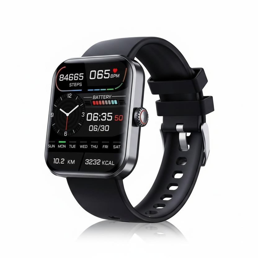 Unisex tech accessory: Smart health tracker watch. Non-invasive glucose, heart rate, sleep, and activity monitor.