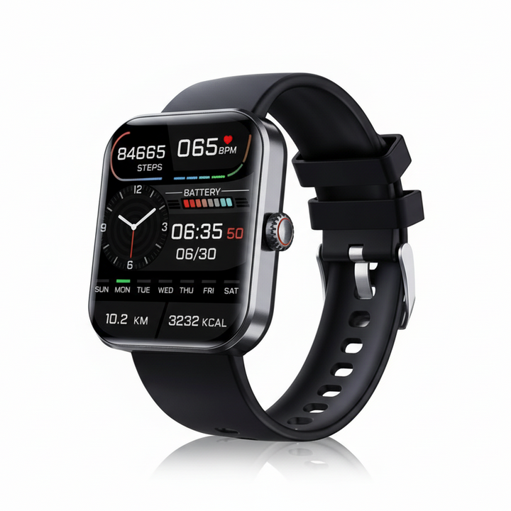 Unisex tech accessory: Smart health tracker watch. Non-invasive glucose, heart rate, sleep, and activity monitor.