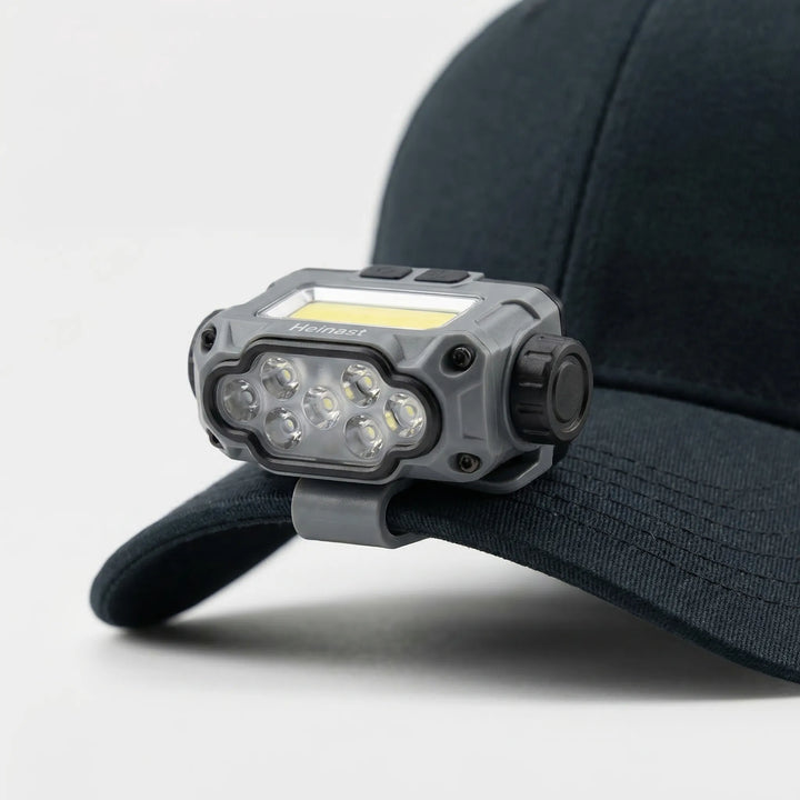 Compact USB-C rechargeable clip-on headlamp with smart sensor. Ideal LED work light for fishing & auto repair.
