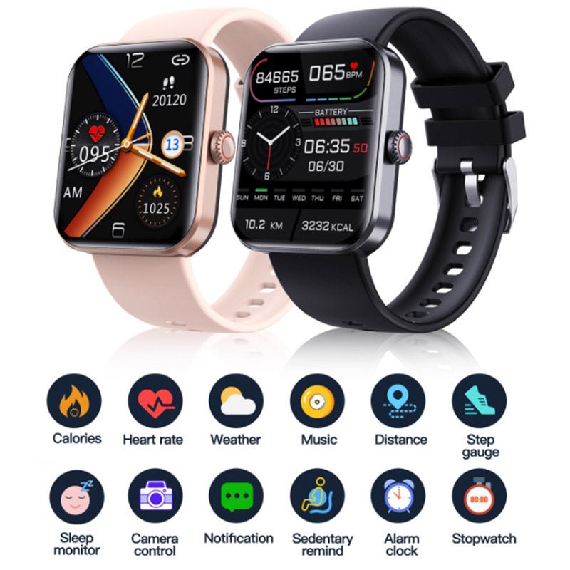 Non-invasive glucose monitoring smartwatch. Tracks heart rate, blood pressure, and sleep. Essential fitness device.