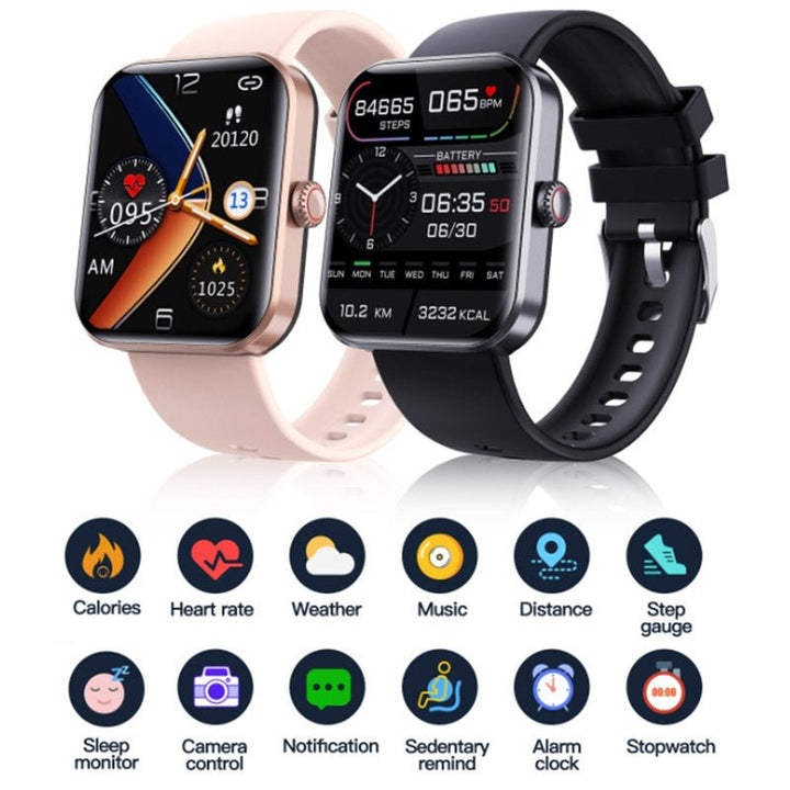 Non-invasive glucose monitoring smartwatch. Tracks heart rate, blood pressure, and sleep. Essential fitness device.