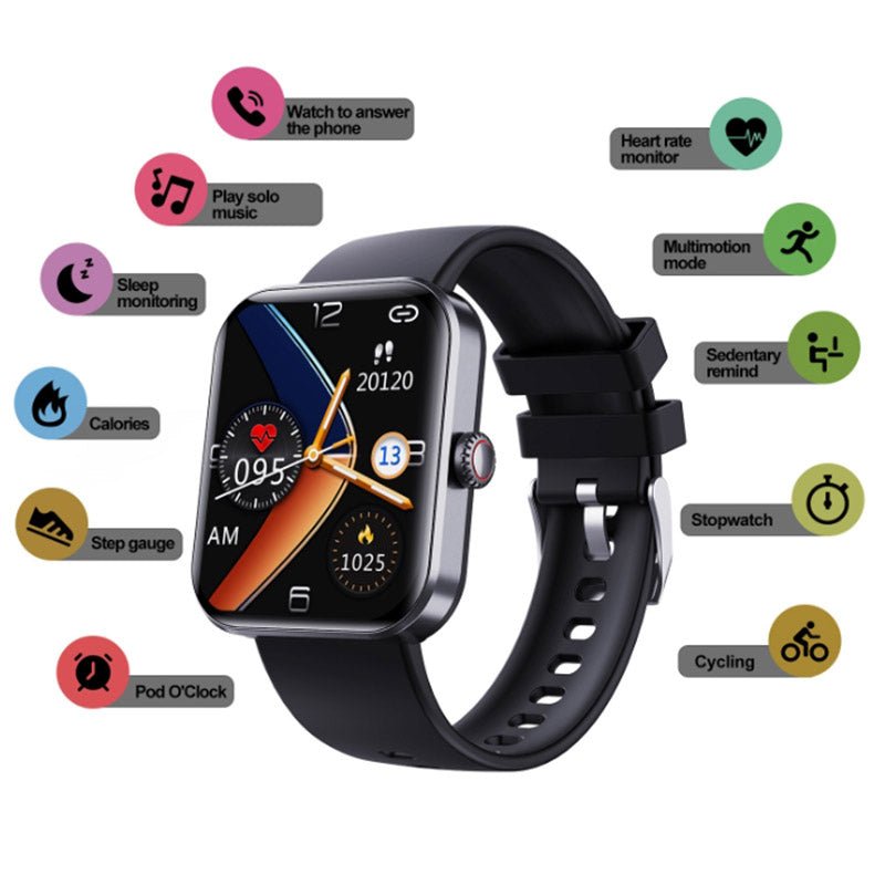 Fitness tracker smartwatch with non-invasive blood sugar & heart rate monitoring. For active wellness.
