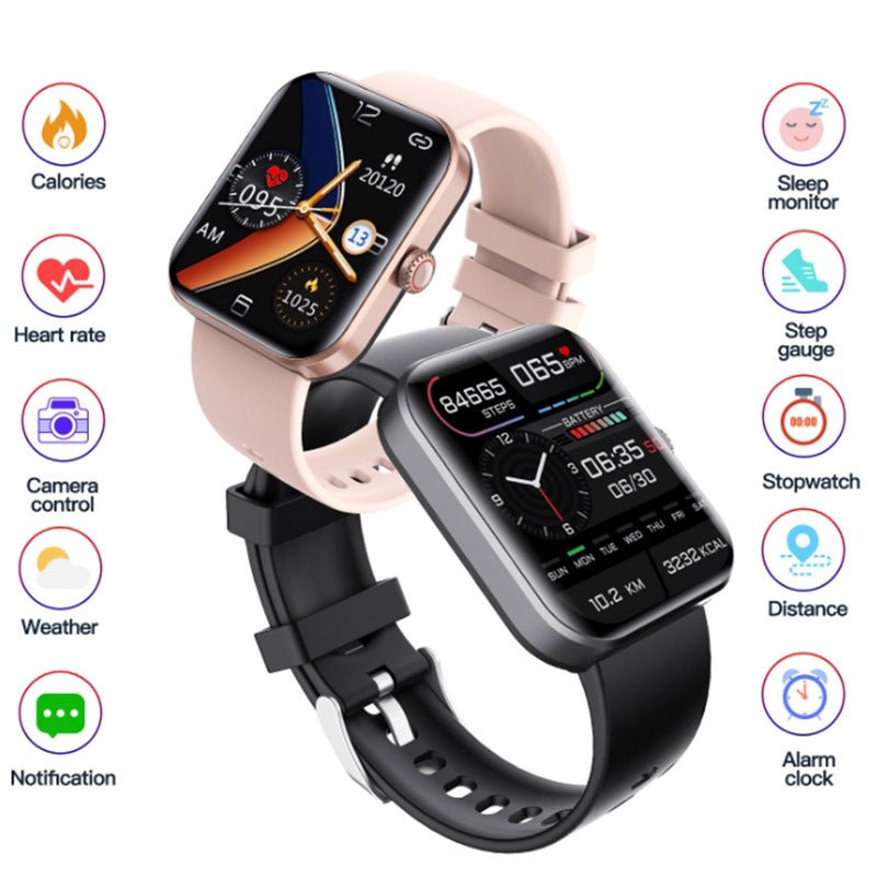Advanced wearable tech: non-invasive blood sugar, heart rate, & blood pressure monitoring smartwatch.