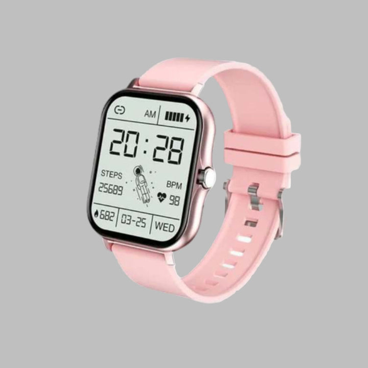 Sleek unisex digital smartwatch (New4) displaying smart notifications. Stylish health & fitness wearable tech.