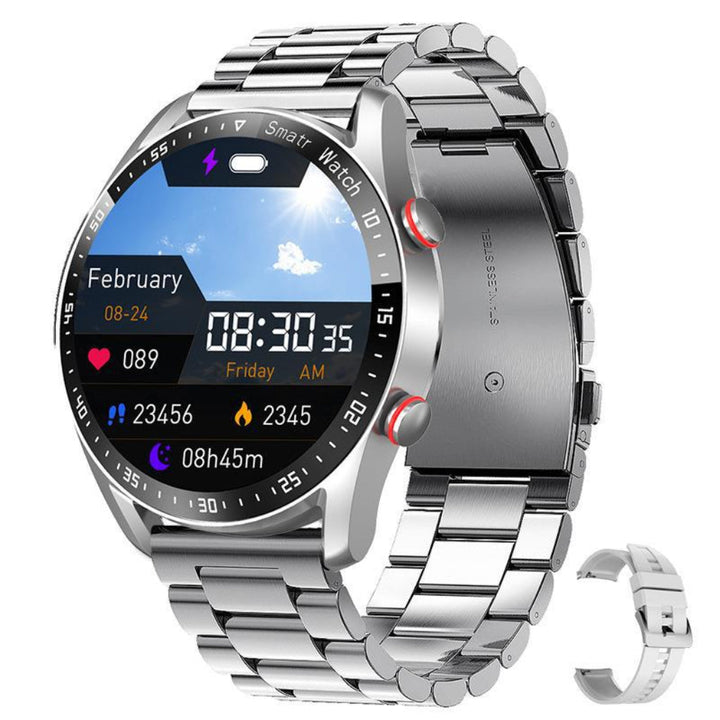 Wearable tech: a versatile unisex smartwatch, perfect for fitness tracking, notifications, & calls.