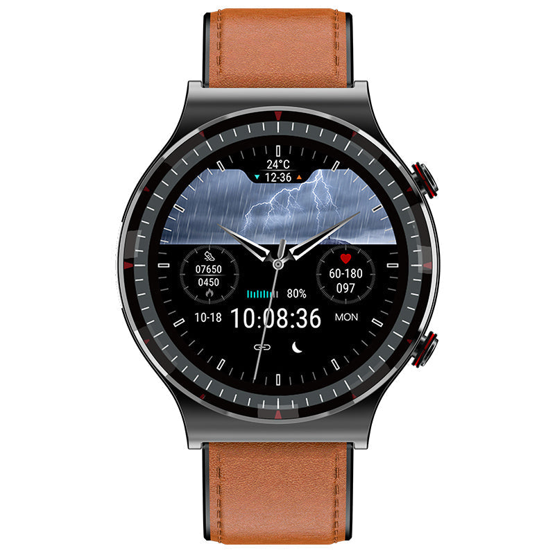 Fitness activity tracker: smart watch displaying steps, calories burned, and distance covered.