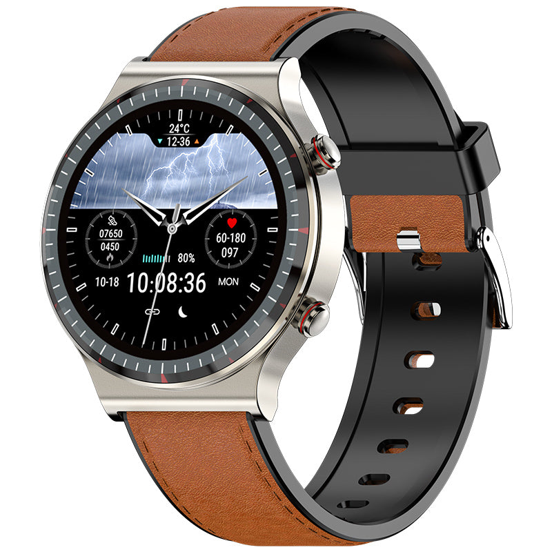 Sleek black unisex smartwatch for comprehensive health and fitness tracking and alerts.