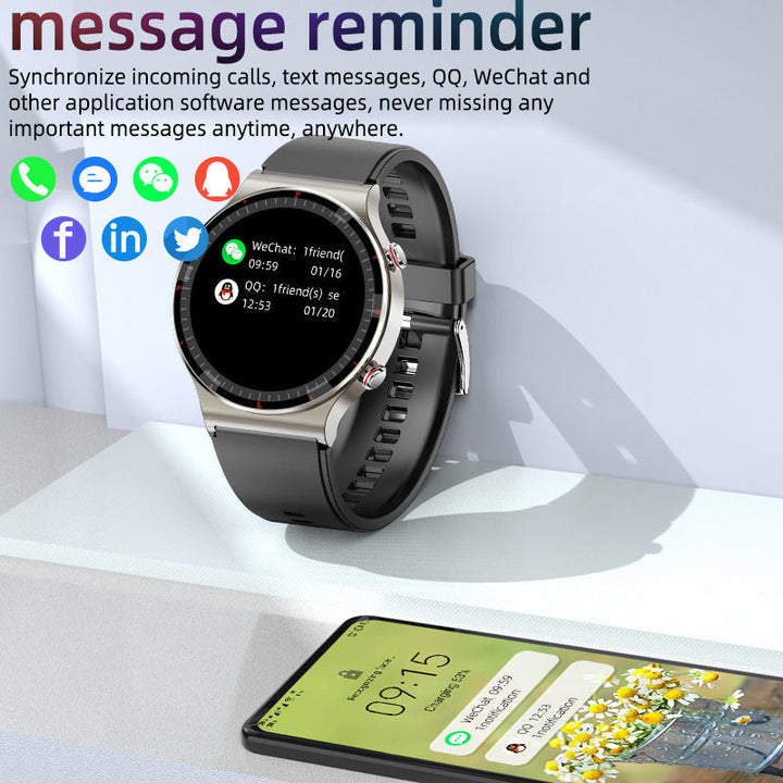 Digital fitness watch on a wrist, showing real-time blood oxygen levels. Waterproof design.