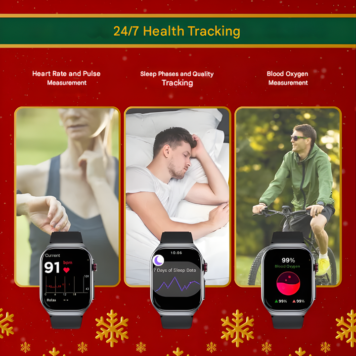 Unisex smartwatch with heart rate monitor, fitness and activity tracking. Water-resistant wearable tech.