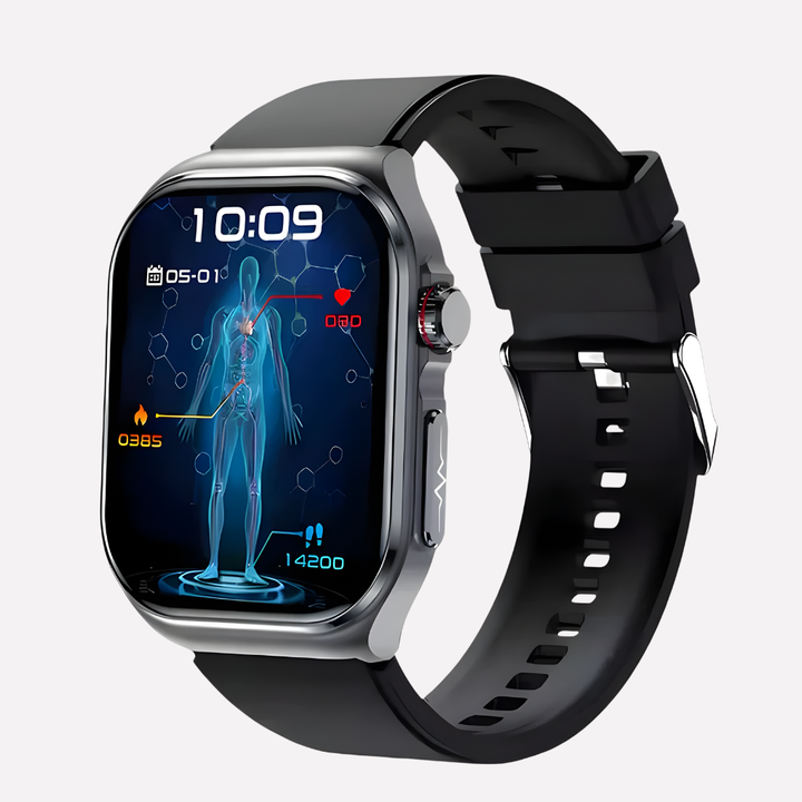 Bluetooth fitness tracker smartwatch, monitoring heart rate & activity. Stylish health tracker for all.