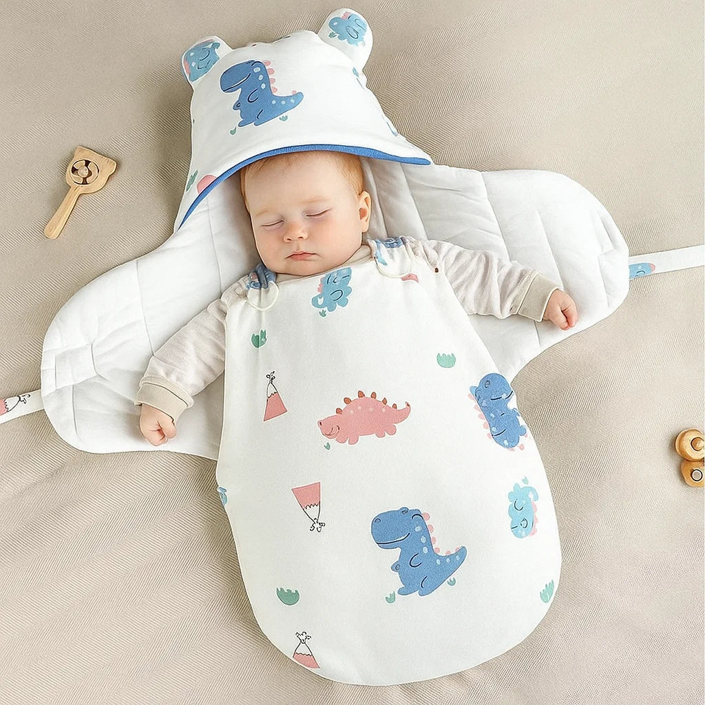 Unisex SnuggleBear cotton baby swaddle blanket, soft and breathable for newborn comfort and sleep