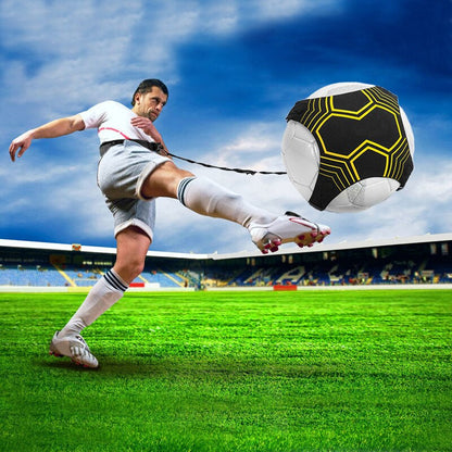 Adjustable soccer training belt for solo practice, improving juggling, accuracy, and overall football skills.