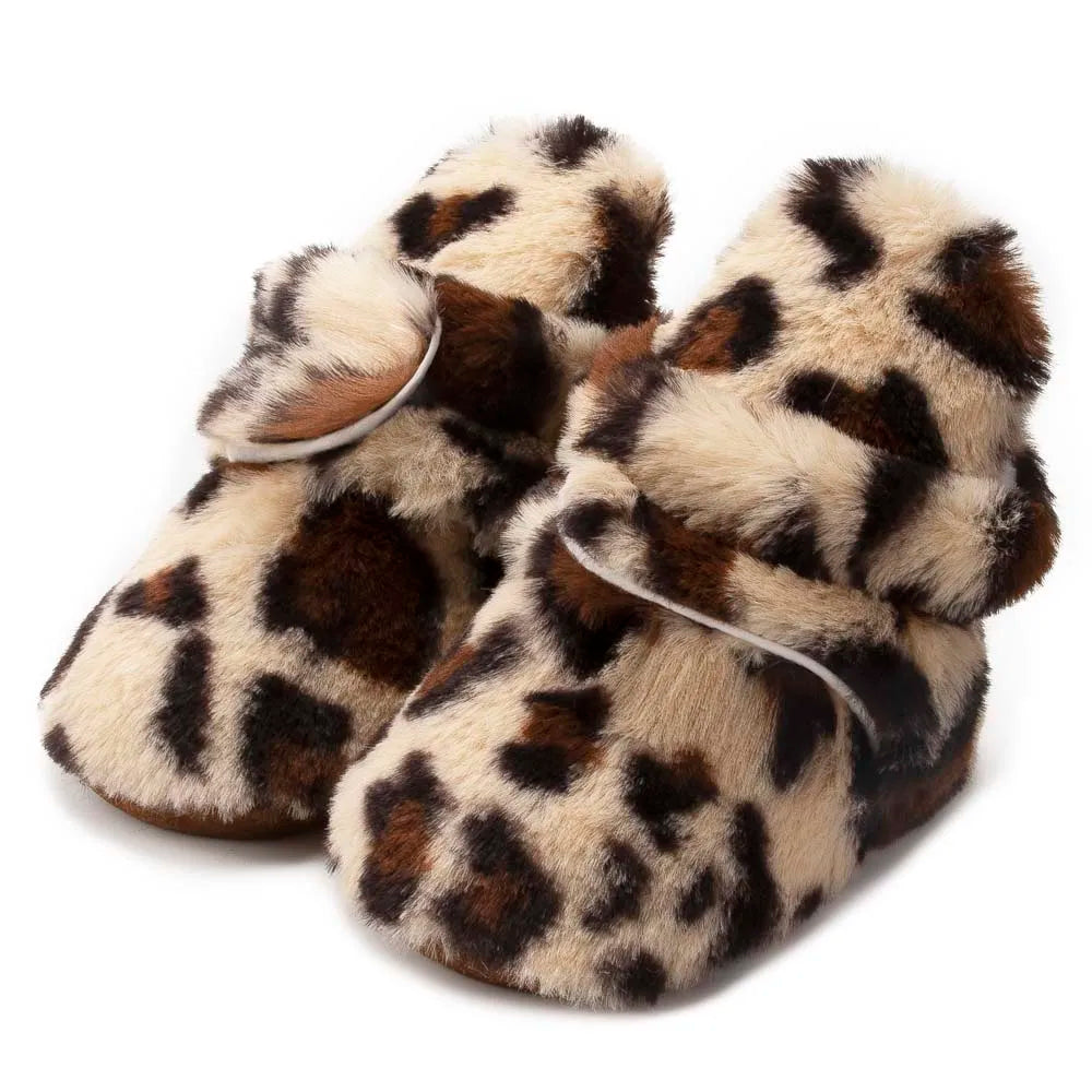 Unisex soft fluff baby booties, made from cotton, anti-slip, perfect first walkers for infants.