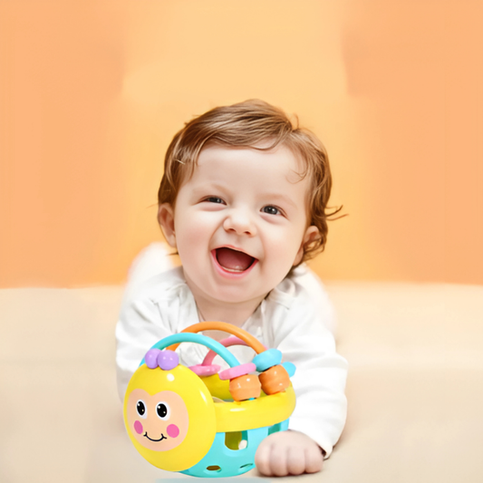 Unisex soothing silicone baby teether toy in pastel colors for gum relief & sensory development