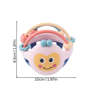 Close-up of soft silicone infant toy teether designed for baby's motor skills & gum relief