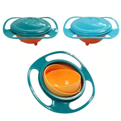 Gyro bowl designed for easy toddler feeding, spill-proof and dishwasher safe