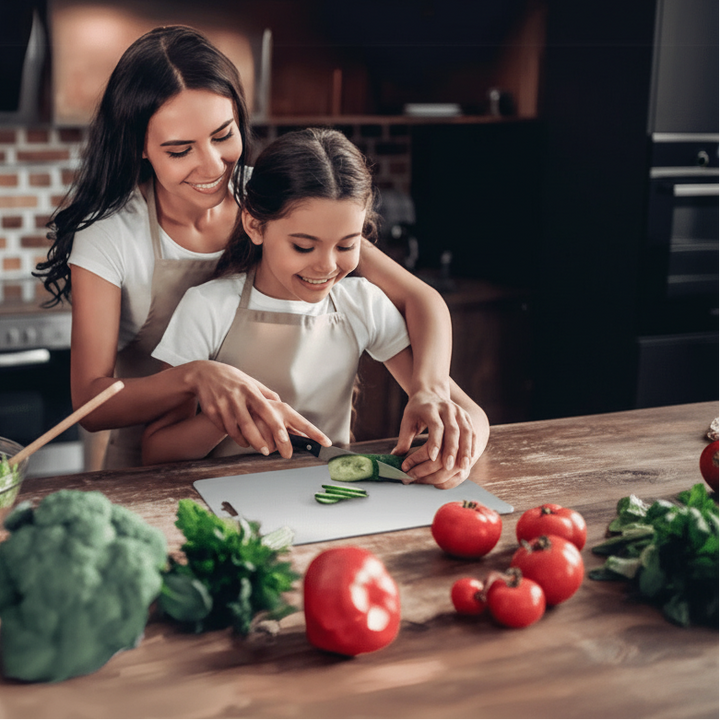 Premium stainless steel cutting board. Hygienic, rustproof, and odor-neutral for healthy kitchen food prep.