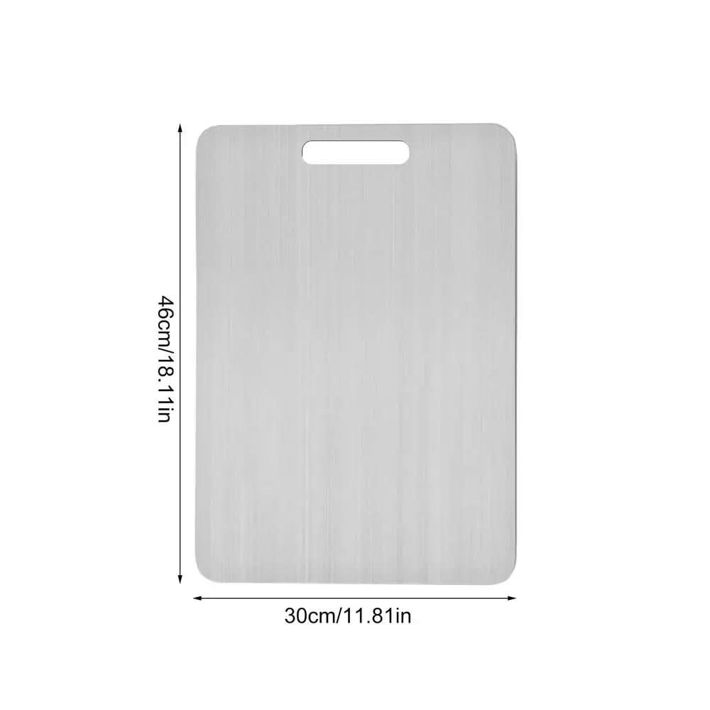 Versatile unisex stainless steel cutting board. Ideal for hygienic food prep, rustproof & easy to clean.