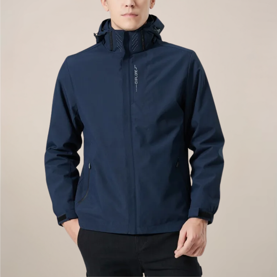 Lightweight unisex windbreaker jacket, folded for easy packing, perfect for spring & autumn outdoor adventures.