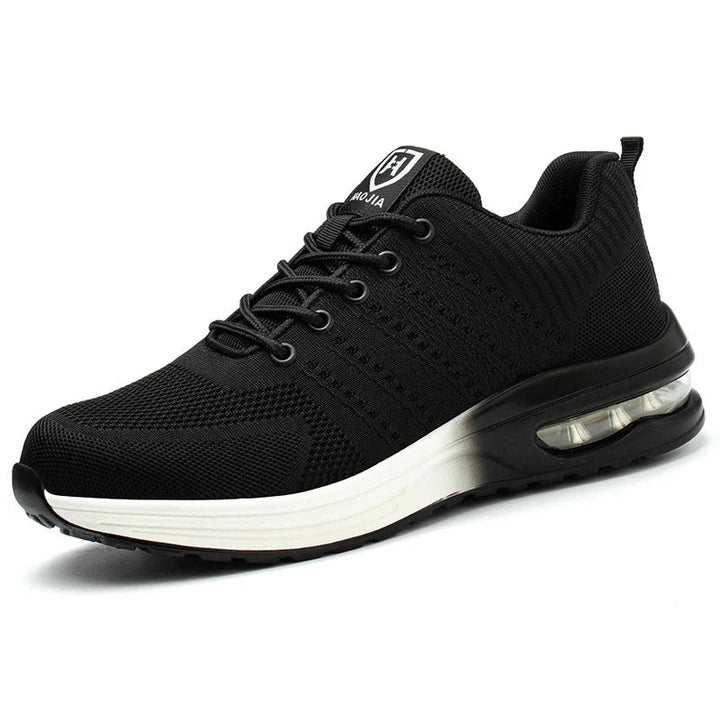 Advanced unisex safety sneakers: steel toe, air cushion, & puncture resistance for ultimate work safety.