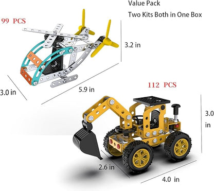 Metal construction vehicle assembly kit, DIY STEM toy gift for children