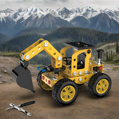 Construction truck metal building set, STEM activity for creative play