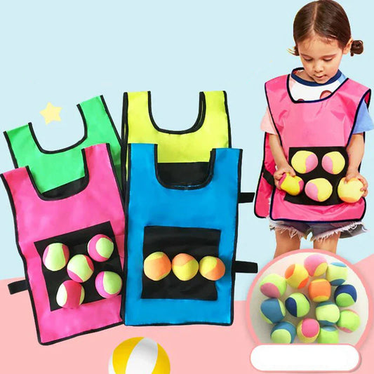 Unisex Sticky Vest Throw & Catch Game Set, red & blue vests, throwing balls, outdoor play
