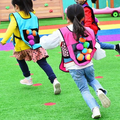 Close-up of sticky vest texture, showing hook-and-loop material for throwing game