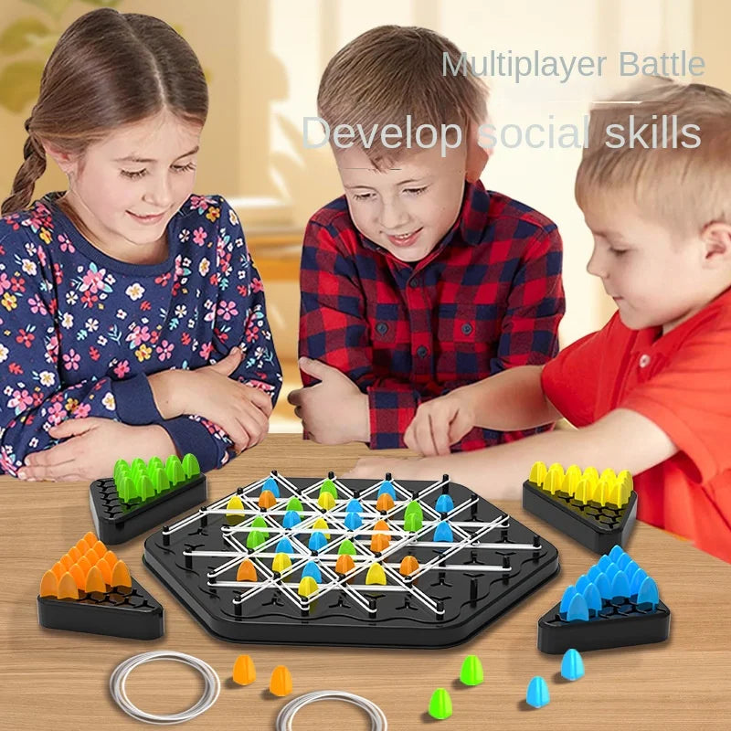 Puzzle game layout of the unisex strategic thinking board game, showcasing its complex design