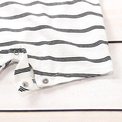 Infant unisex striped sleeveless romper, relaxed fit cotton blend jumpsuit for everyday baby clothing.