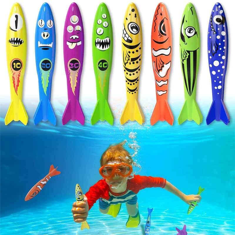 Unisex Summer Diving Torpedoes Pool Toy Set, vibrant, for kids' outdoor water play