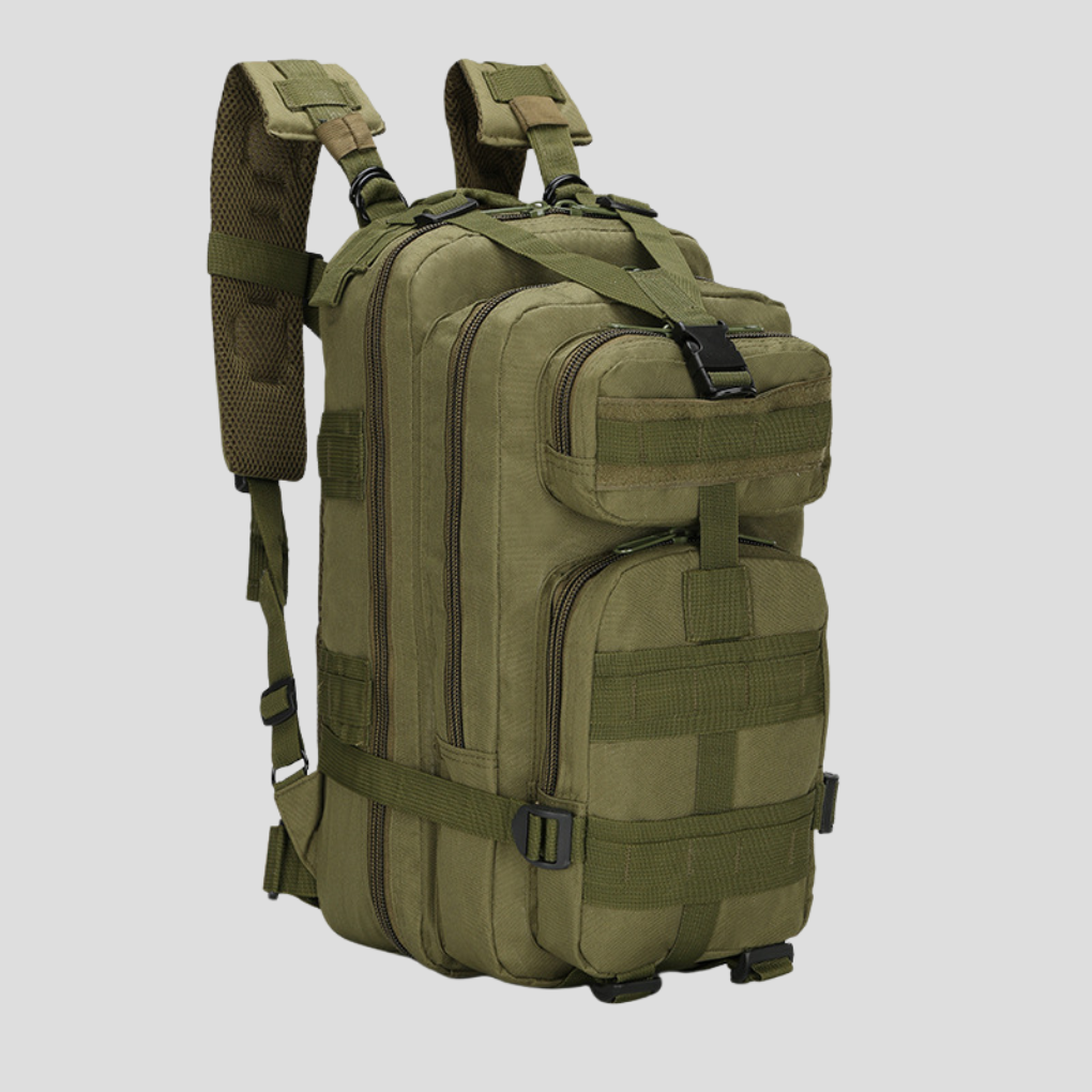 Unisex tactical backpack for outdoor adventures with MOLLE webbing and durable design, ideal for hiking and camping.