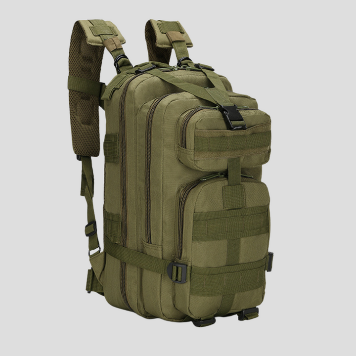 Unisex tactical backpack for outdoor adventures with MOLLE webbing and durable design, ideal for hiking and camping.