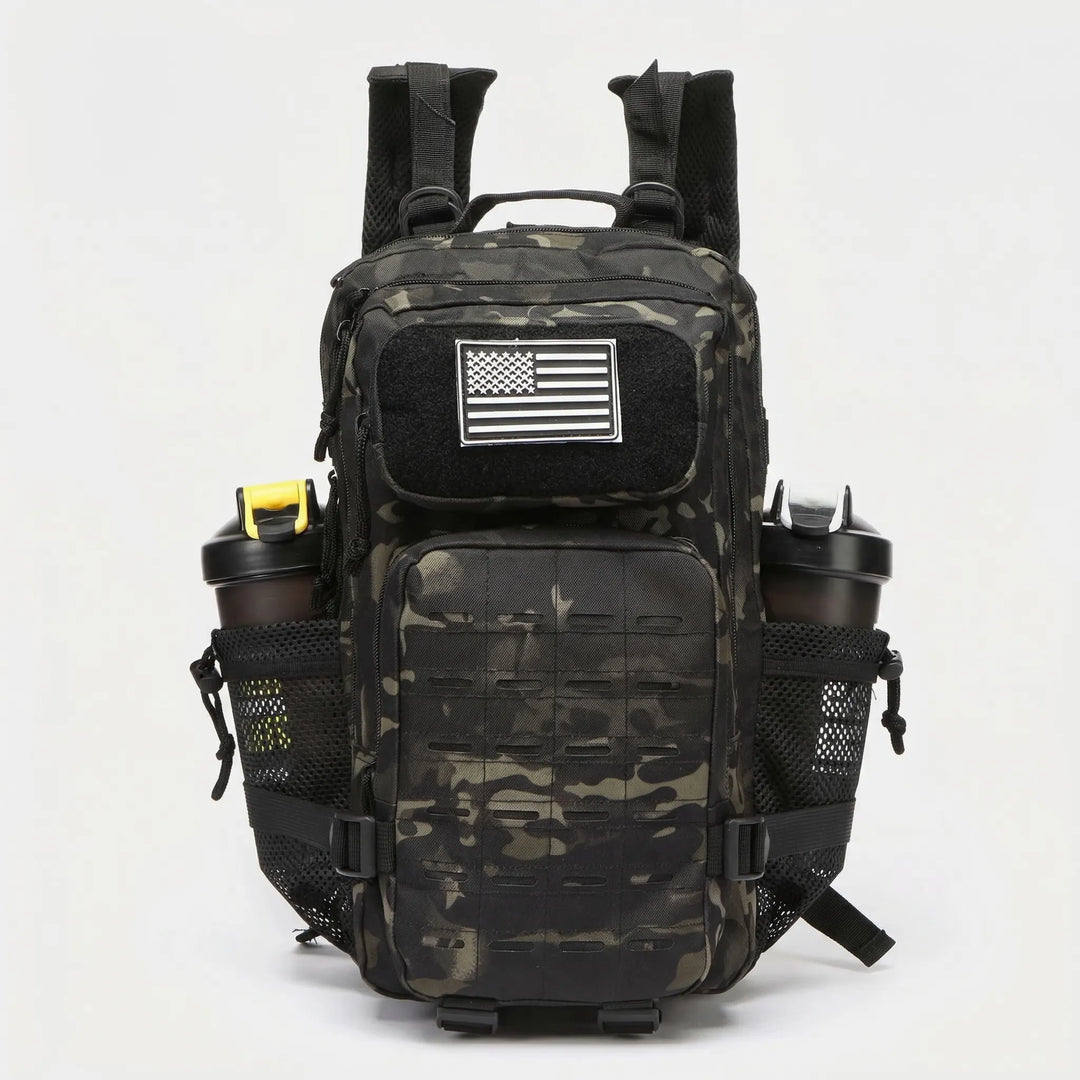 Rugged tactical hiking pack, durable high capacity MOLLE backpack for all outdoor and travel needs.