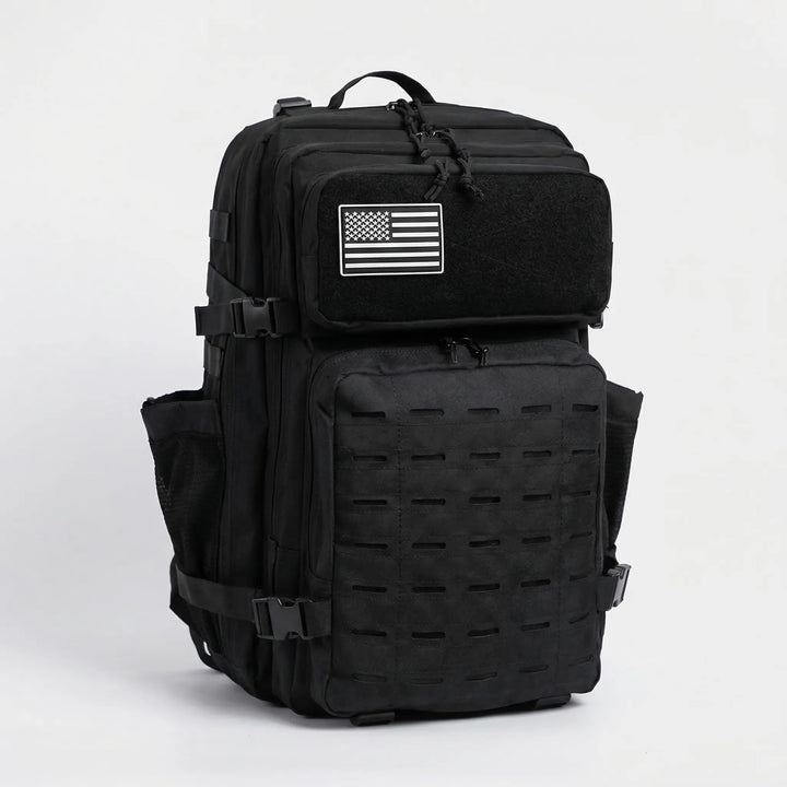 Customizable tactical MOLLE backpack, high capacity for extensive gear & supplies.