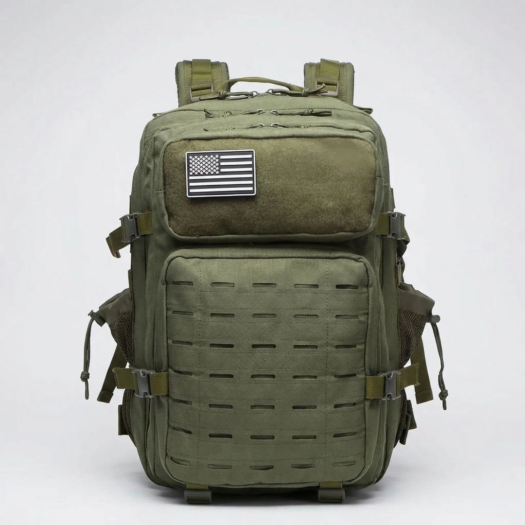 Versatile large-capacity tactical backpack, durable & customizable MOLLE system for any mission.